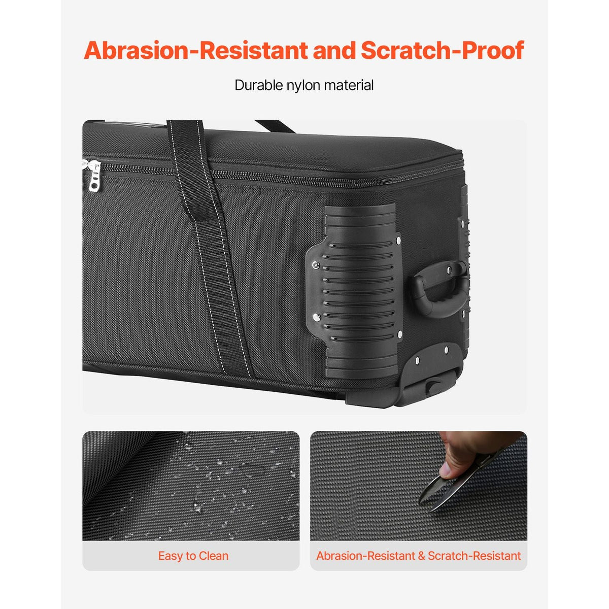 Studio Equipment Trolley Case, 46.46 x 14.57 x 11.81 in / 118 x 37 x 30 cm, Rolling Camera Bag, Carrying Bag with Wheels Straps Padded Compartment Handle, for Light Stands, Tripods, Telescopes