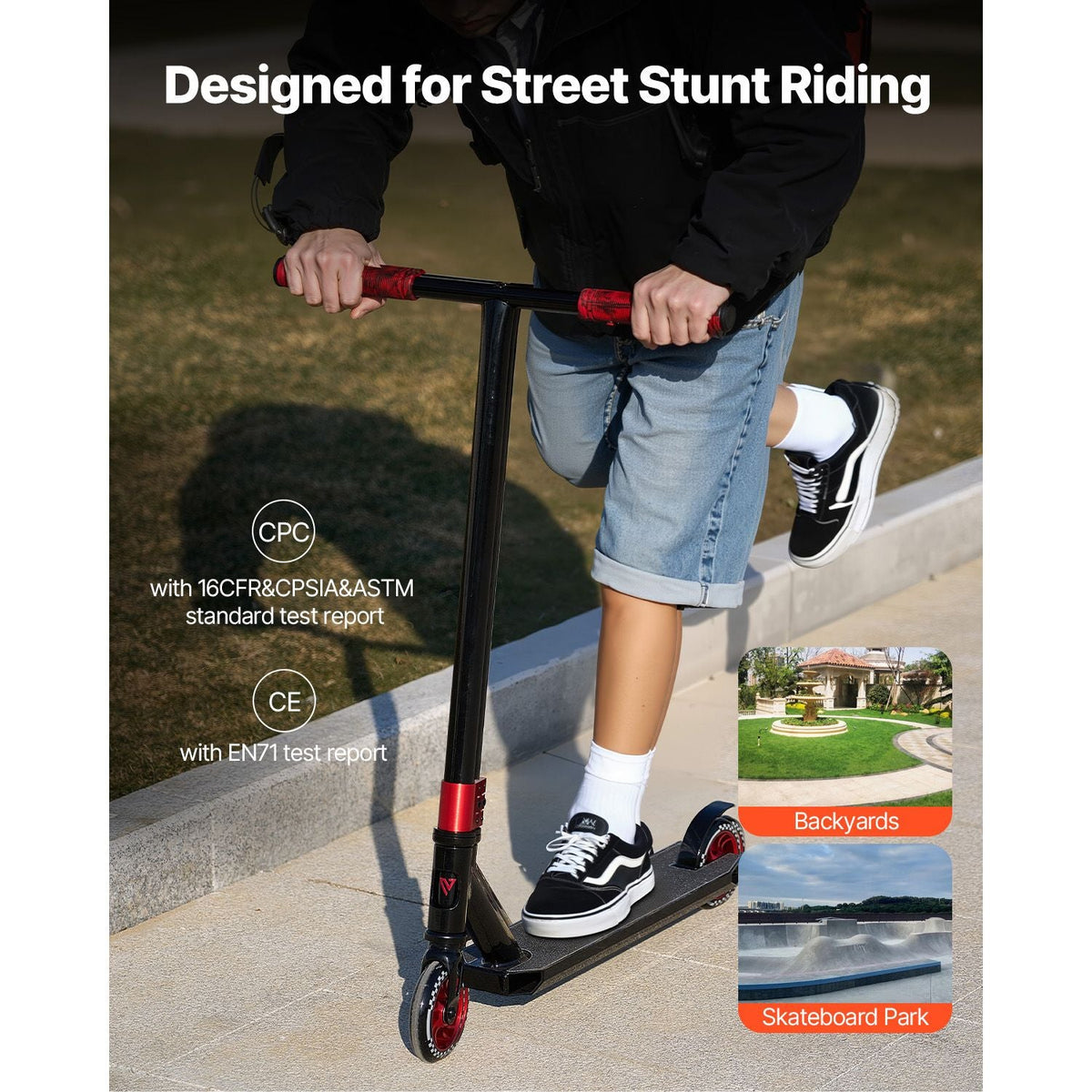 Stunt Scooter, Pro Complete Trick Scooters for Kids Ages 11-13 Years, Teens, Adults, Boys, and Girls, Freestyle Street Rider for Intermediate and Beginner, Double Layer Lightweight Aluminum Deck