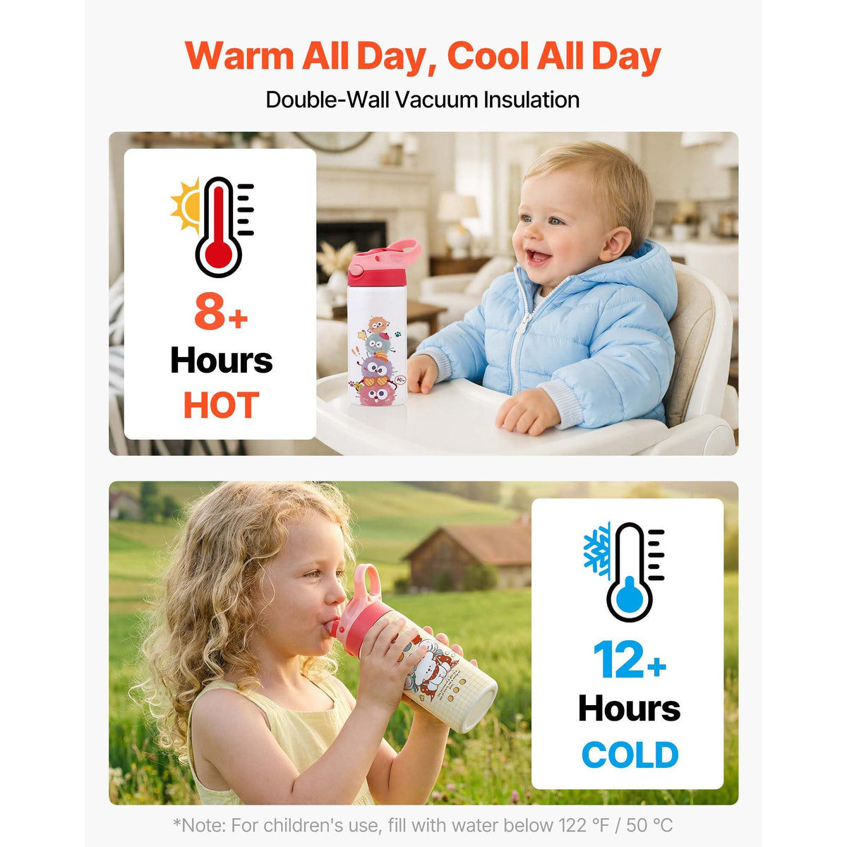 Sublimation Tumblers, 12 Pack, 12 oz Kids Sublimation Water Bottles, Food-Grade Stainless Steel Cups with Lids and Straws, Double Wall Insulated Tumbler Blank, for DIY Personalized Customization