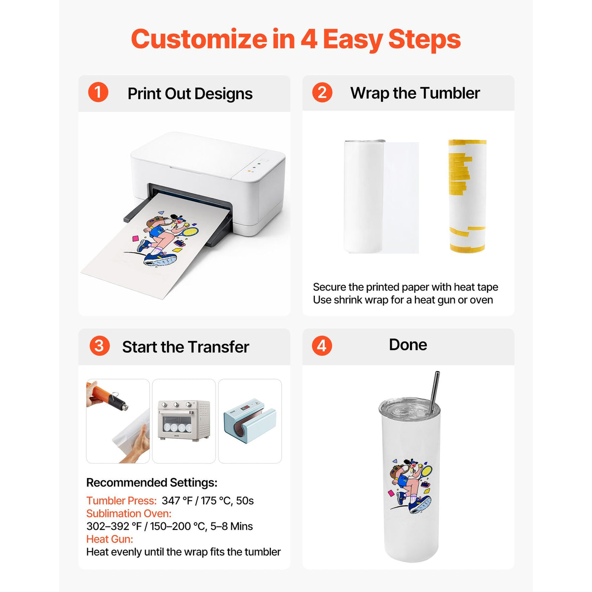 Sublimation Tumblers, 4 Pack, 20 oz Skinny Straight Tumblers Bulk, Stainless Steel Sublimation Cups with Lids and Straws, Double Wall Insulated Tumbler Blank, for DIY Personalized Customization