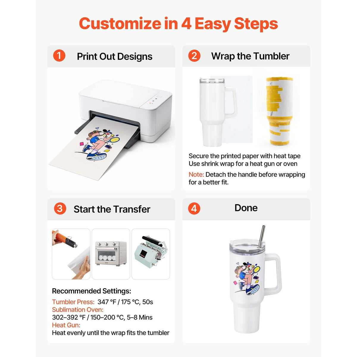 Sublimation Tumblers, 8 Pack, 40 oz Tumblers Bulk with Handle, Stainless Steel Sublimation Cups with Lids and Straws, Double Wall Insulated Tumbler Blank, for DIY Personalized Customization