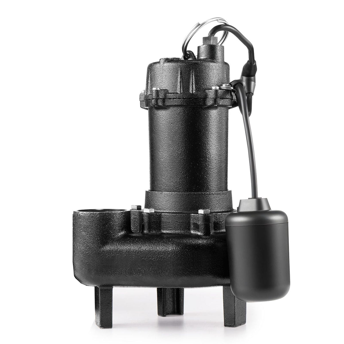 Submersible Sewage Pump, 1/2 HP, 4800 GPH Cast Iron Sewage/Effluent Pump with Automatic Tethered Float Switch, 2-Inch NPT Discharge, 120V, 20 ft Max Lift, for Basement, Septic Tank, Residential