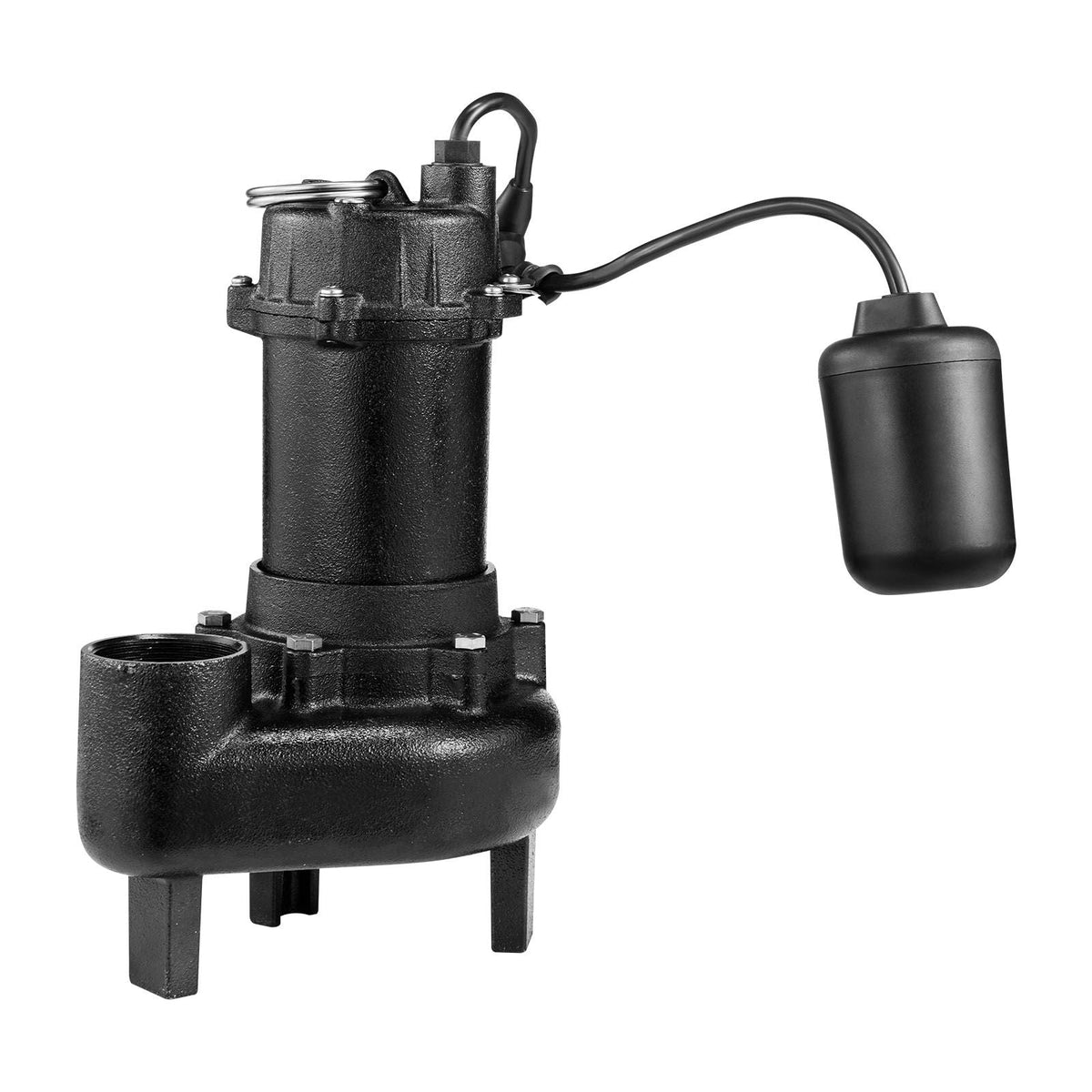 Submersible Sewage Pump, 1/2 HP, 4800 GPH Cast Iron Sewage/Effluent Pump with Automatic Tethered Float Switch, 2-Inch NPT Discharge, 120V, 20 ft Max Lift, for Basement, Septic Tank, Residential