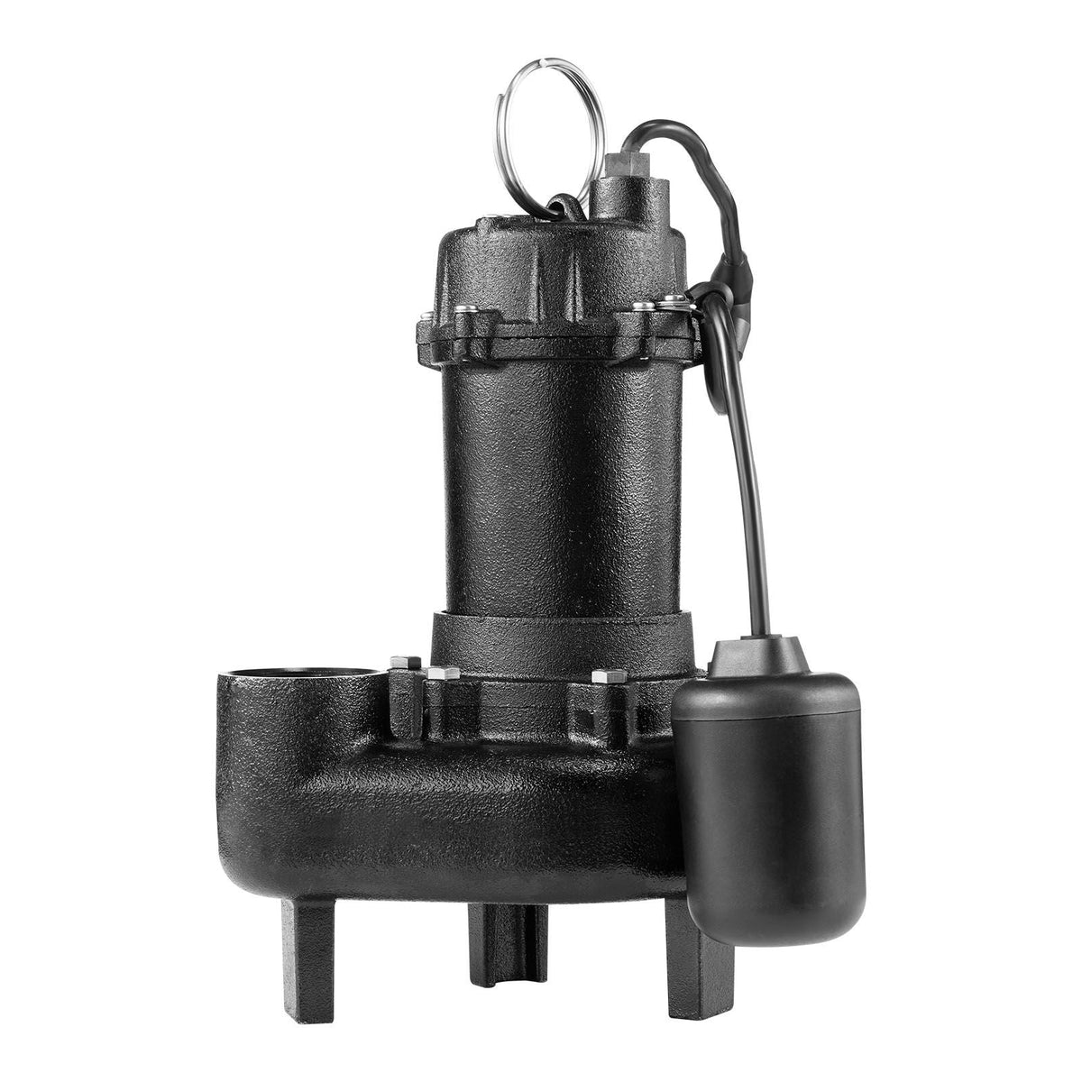 Submersible Sewage Pump, 1/2 HP, 4800 GPH Cast Iron Sewage/Effluent Pump with Automatic Tethered Float Switch, 2-Inch NPT Discharge, 120V, 20 ft Max Lift, for Basement, Septic Tank, Residential