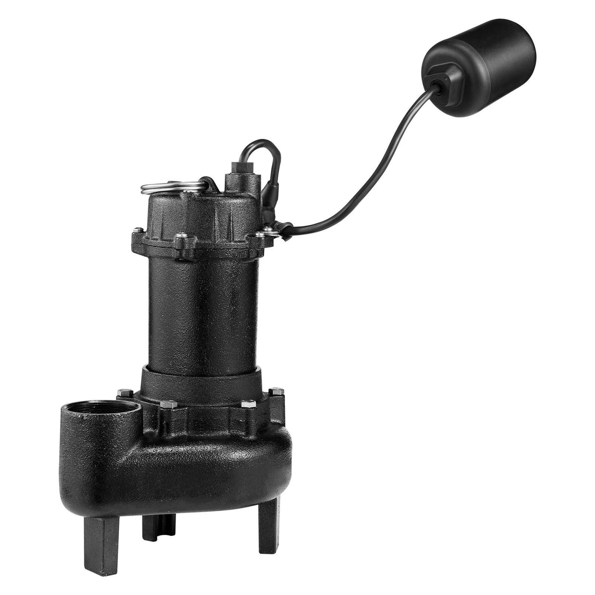 Submersible Sewage Pump, 1/2 HP, 6000 GPH Cast Iron Sewage/Effluent Pump with Automatic Tethered Float Switch, 2-Inch NPT Discharge, 120V, 25 ft Max Lift, for Basement, Septic Tank, Residential