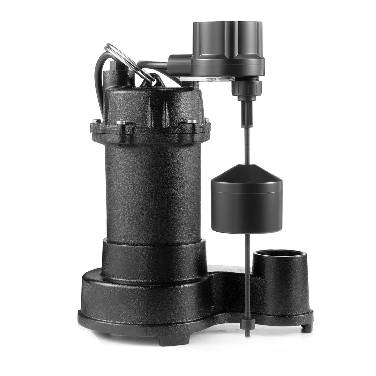 Submersible Sewage Pump, 1/3 HP, 3000 GPH Cast Iron Sewage/Effluent Pump with Automatic Float Switch, 1.5-Inch NPT Discharge, 120V, 25 ft Lift, for Basement, Septic Tank, Residential Sump Basin