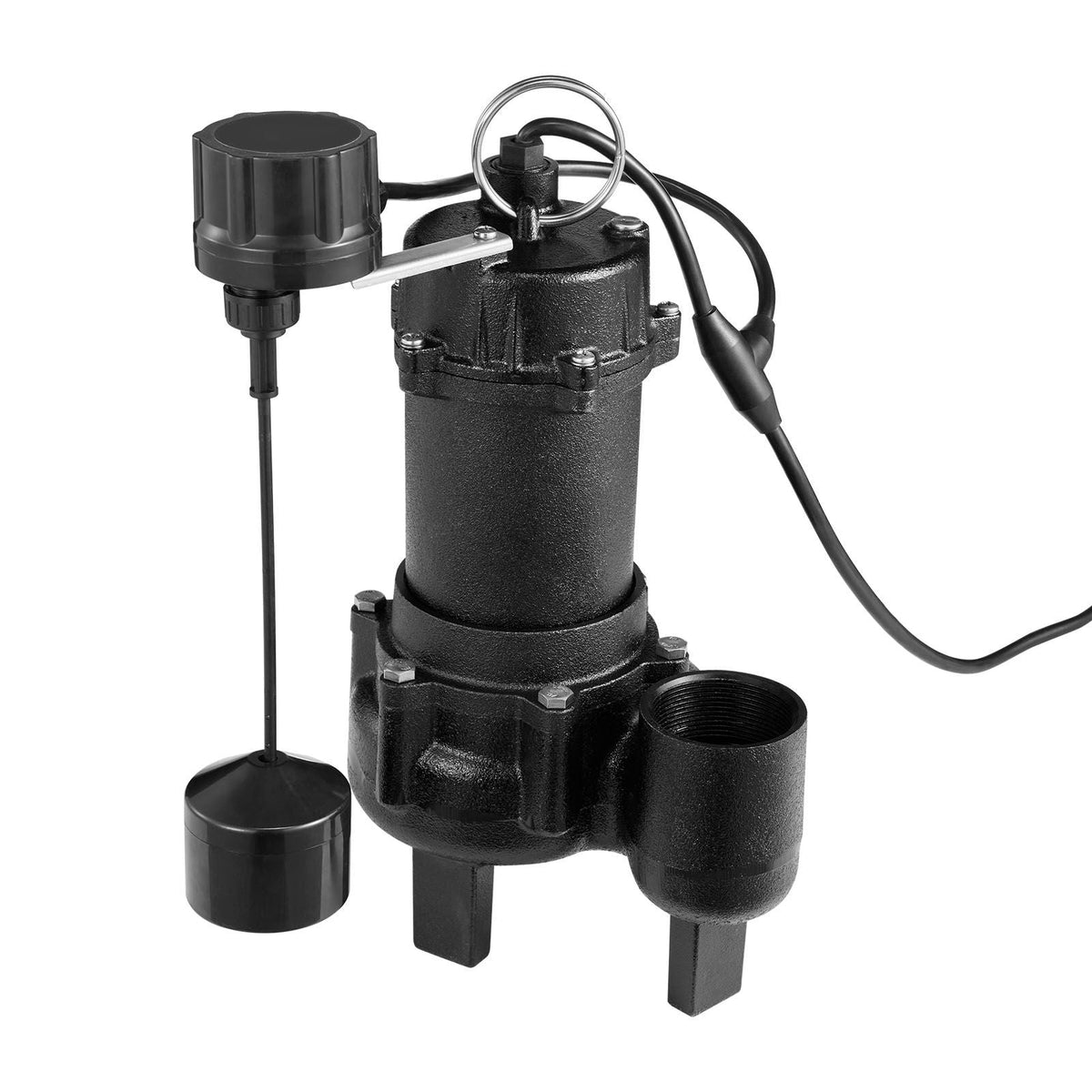 Submersible Sewage Pump, 3/4 HP, 6000 GPH Cast Iron Sewage/Effluent Pump with Automatic Tethered Float Switch, 2-Inch NPT Discharge, 120V, 23 ft Max Lift, for Basement, Septic Tank, Residential