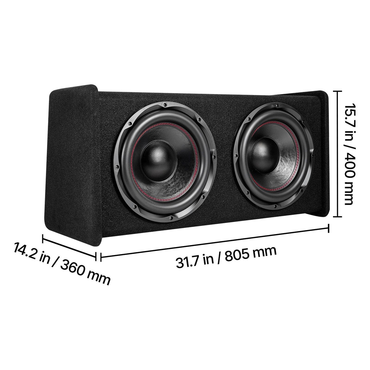 Subwoofer Bass Package, 12 in, 490W RMS, Dual Car Audio Subwoofer and Amp Package, with Loaded Enclosure, Separate Amplifier, and Wiring Kit, for Various Vehicles Trunks, Car Audio Systems