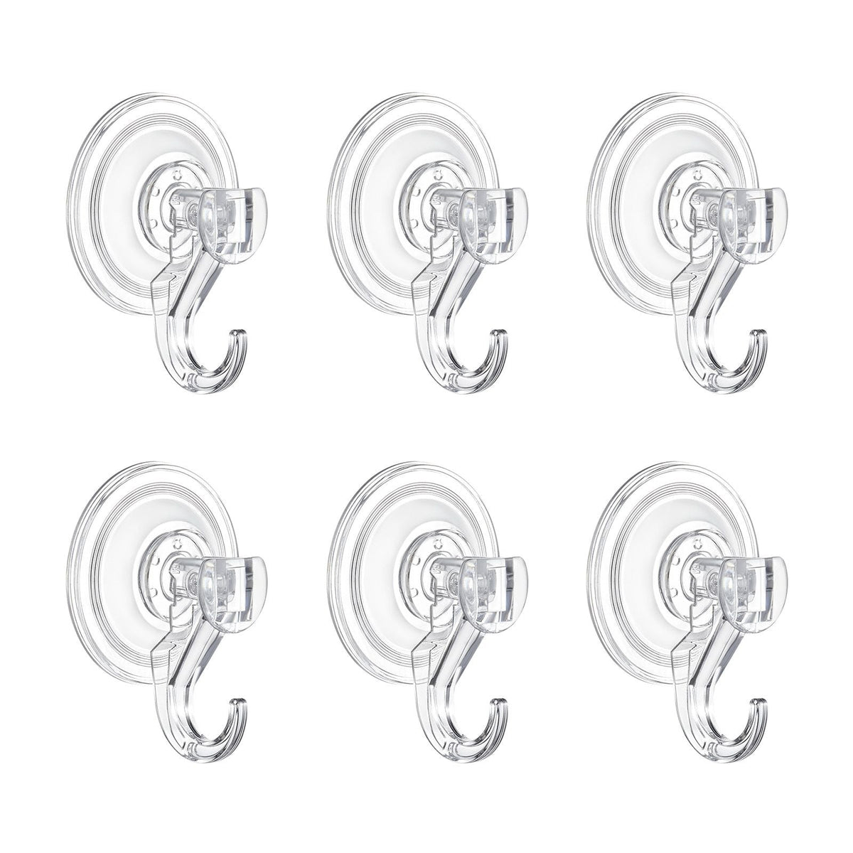 Suction Cup Hooks 6 Pack, 2.76 x 3.54 x 1.57 inch, 10 LBS Max Load Clear Shower Suction Cups, Strong and Reusable Heavy Duty Wall Holder, for Loofah, Towel, Glass, Window, Kitchen, Bathroom