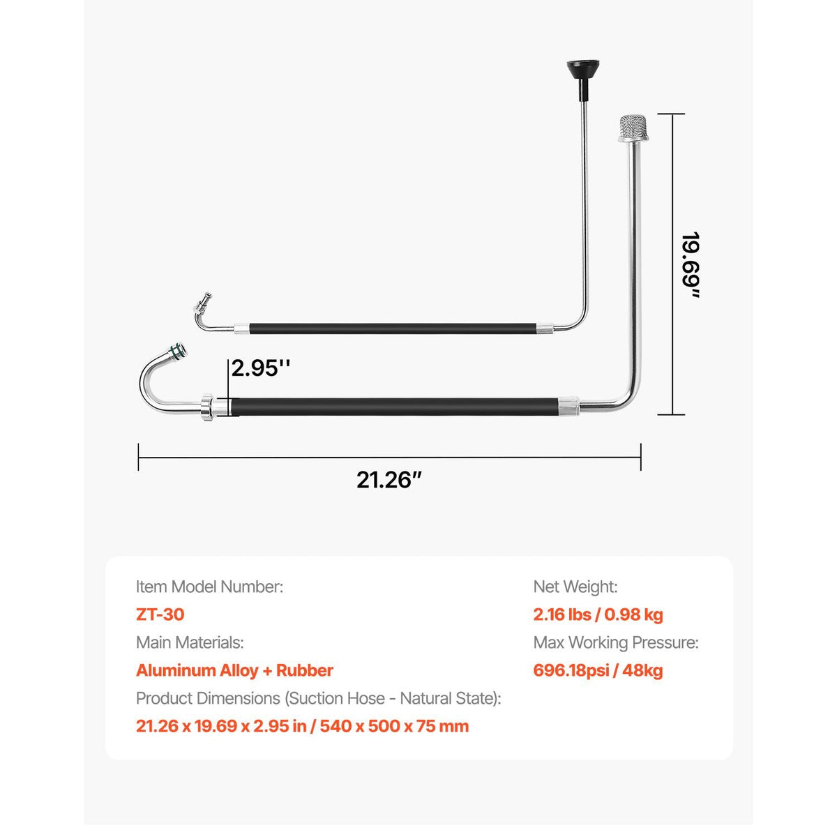 Suction Hose Tube and Reflux Line Sets, Aluminum Alloy an Rubber Suction Hose and Reflux Line Set, Paint Sprayers Tool Part, Compatible with Multiple Airless Spraying/Line Painting Machine