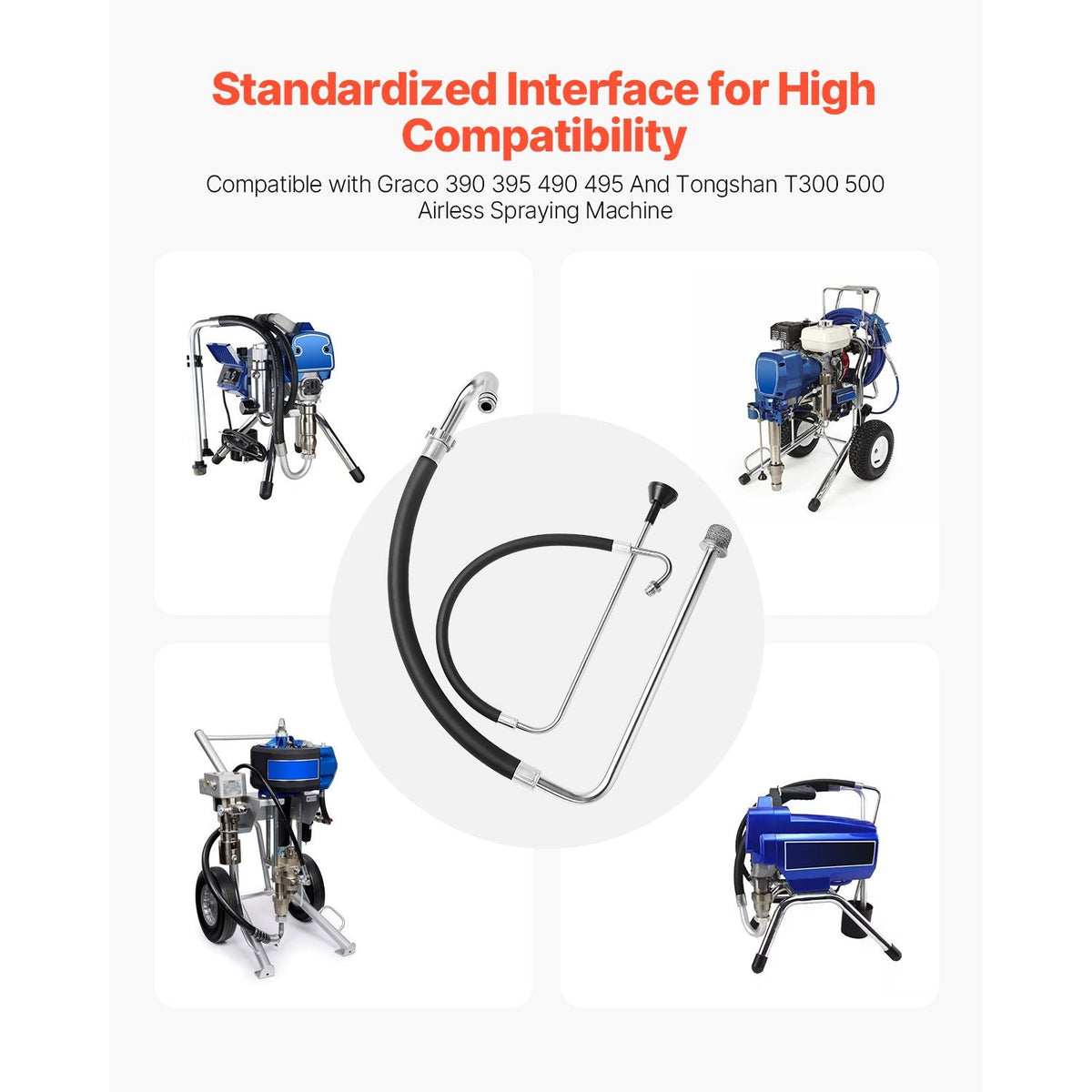 Suction Hose Tube and Reflux Line Sets, Aluminum Alloy an Rubber Suction Hose and Reflux Line Set, Paint Sprayers Tool Part, Compatible with Multiple Airless Spraying/Line Painting Machine