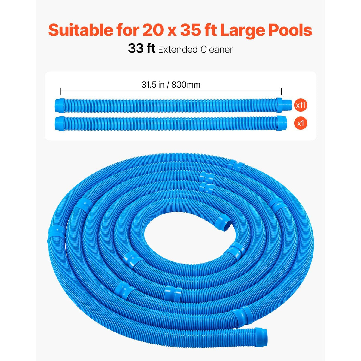 Suction Pool Cleaner, Automatic Pool Vacuum Cleaner, Suction Side Automatic Pool Cleaner, Suction Vacuum Pool Sweeper with 12 Hoses, for In-ground Pool and Above-ground Pool Up to 20 x 35 ft