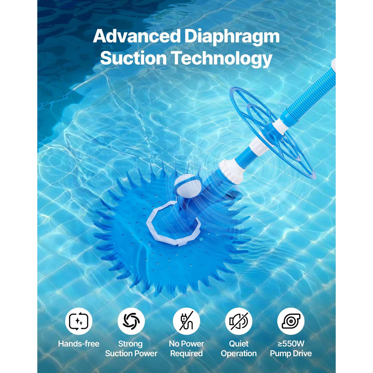 Suction Pool Cleaner, Automatic Pool Vacuum Cleaner, Suction Side Automatic Pool Cleaner, Suction Vacuum Pool Sweeper with 12 Hoses, for In-ground Pool and Above-ground Pool Up to 20 x 35 ft