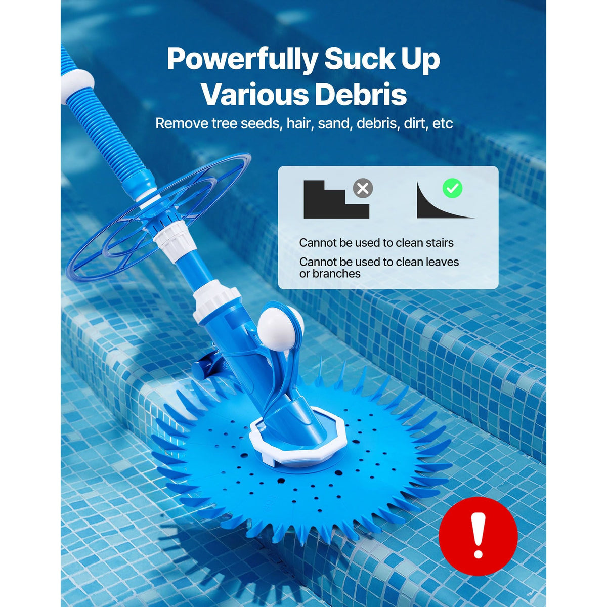 Suction Pool Cleaner, Automatic Pool Vacuum Cleaner, Suction Side Automatic Pool Cleaner, Suction Vacuum Pool Sweeper with 12 Hoses, for In-ground Pool and Above-ground Pool Up to 20 x 35 ft