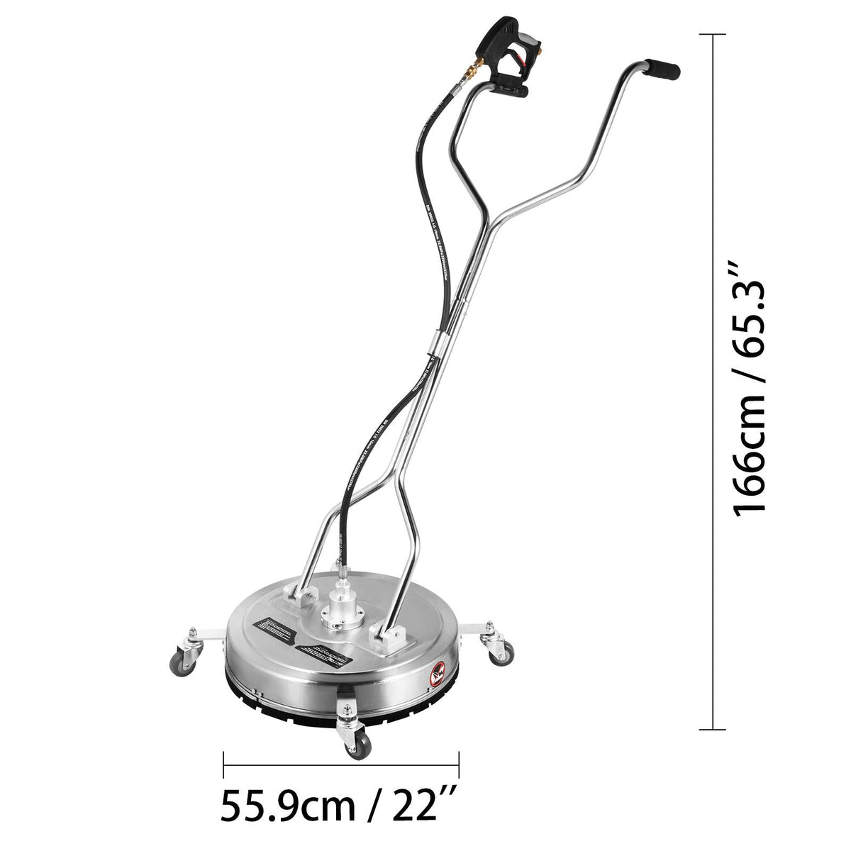 Surface Cleaner 22inch Flat Surface Cleaner for Pressure Washer 4000psi Pressure with 3/8 Quick Connector Surface Cleaner with Casters 10.5GPM Stainless Steel Rotating Rod & 3 Nozzle for Patio