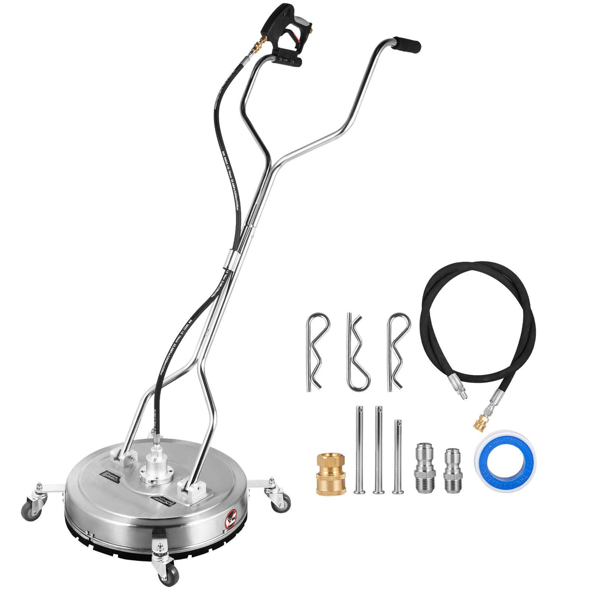 Surface Cleaner 22inch Flat Surface Cleaner for Pressure Washer 4000psi Pressure with 3/8 Quick Connector Surface Cleaner with Casters 10.5GPM Stainless Steel Rotating Rod & 3 Nozzle for Patio