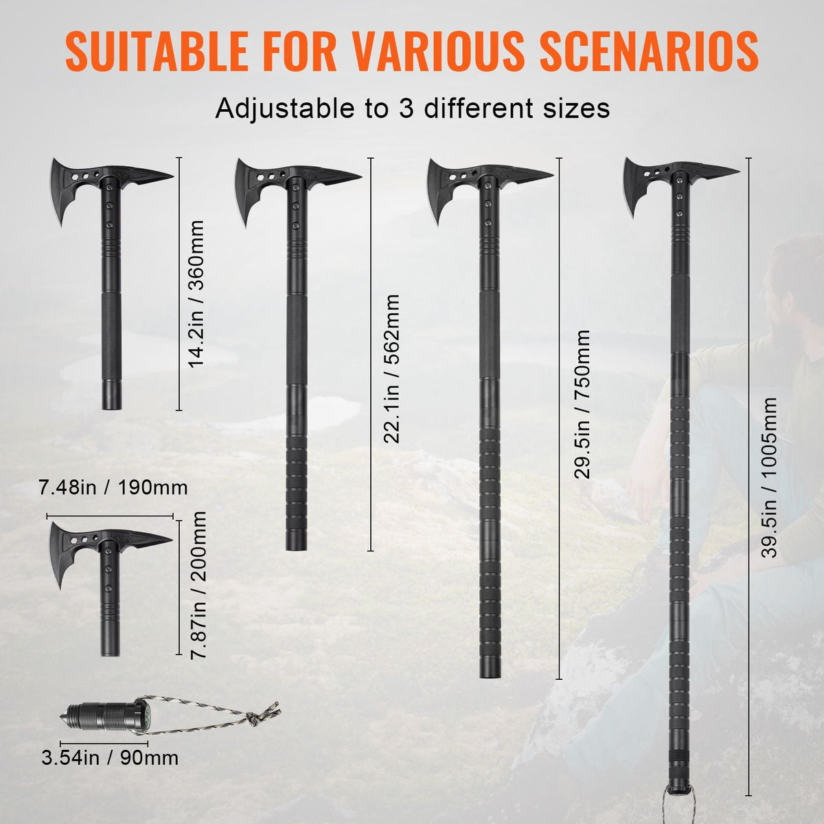 Survival Shovel Survival Axe, 28-in-1 Camping Folding Shovels with Hatchet, Stainless Steel Tactical Shovel Hatchet Combo, Multifunctional Emergency Survival Gear Equipment for Camping Hiking