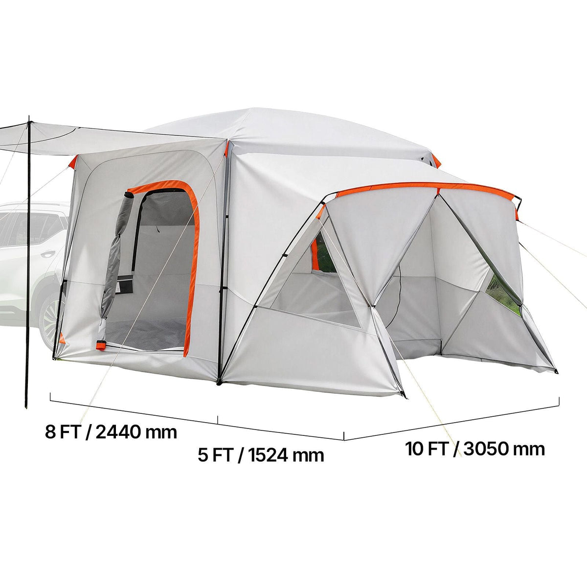 SUV Camping Tent for 5-9 Person, 13 x 10 FT 3-Season SUV Tailgate Tent with Ventilated Windows, PU2000mm Waterproof Dual-Use Car Rear Hatch Tents for Outdoor Hiking Travels
