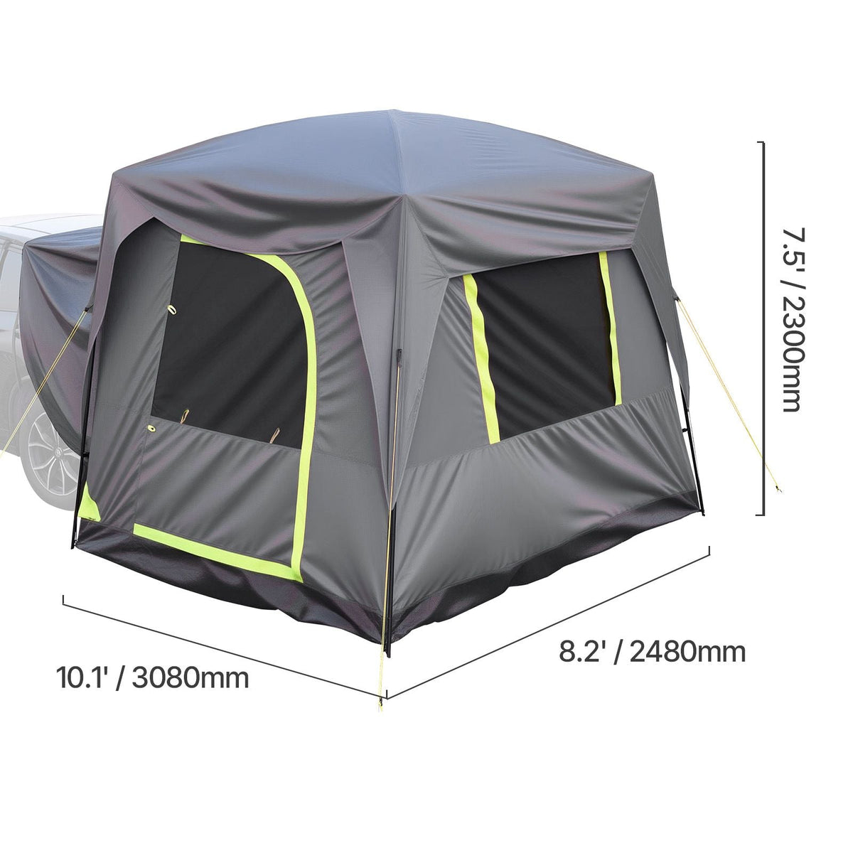 SUV Tent for Camping, 10FT L x 8FT W, Waterproof PU2000mm Spacious Double Layer Design for 5-8 Person, SUV Camping Tent with Mesh Windows, Includes Rainfly & Storage Bag, for Outdoor Activities