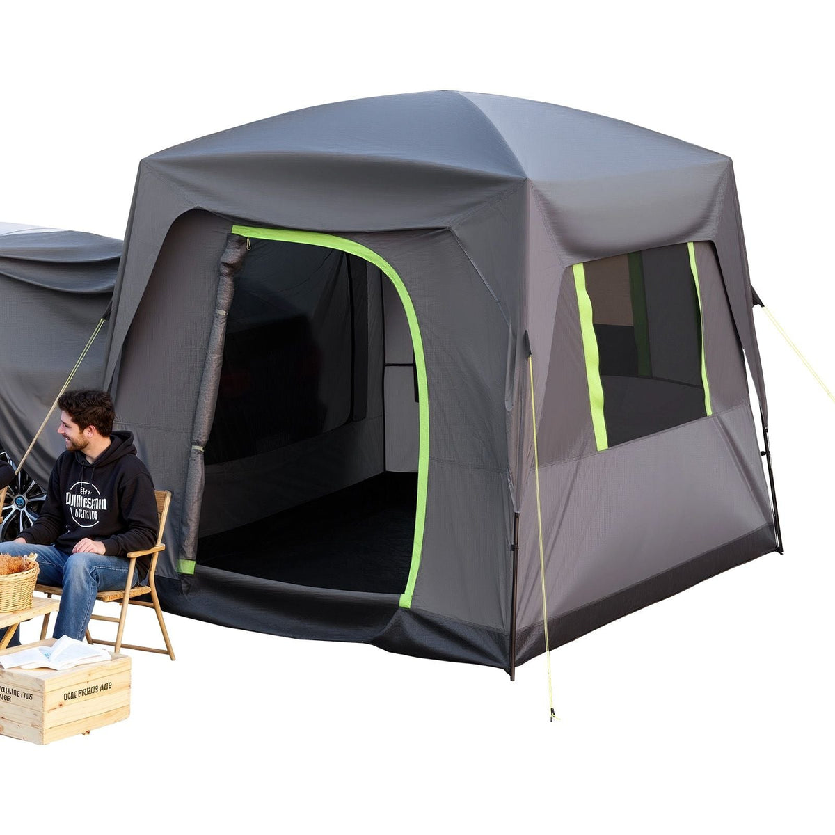 SUV Tent for Camping, 10FT L x 8FT W, Waterproof PU2000mm Spacious Double Layer Design for 5-8 Person, SUV Camping Tent with Mesh Windows, Includes Rainfly & Storage Bag, for Outdoor Activities