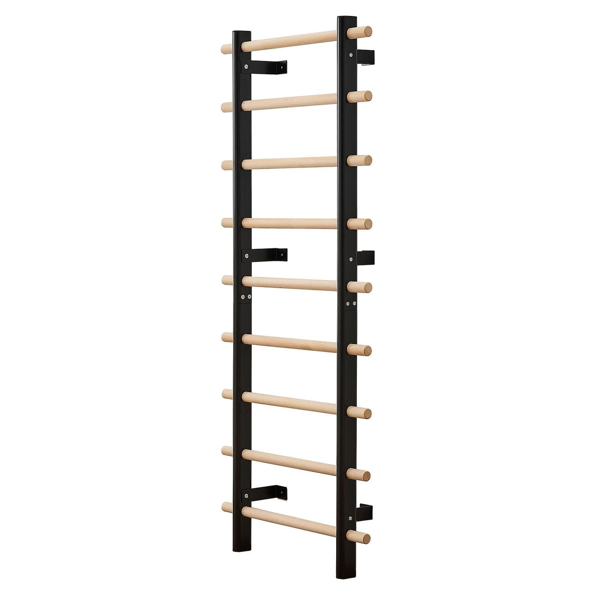 Swedish Ladder Wall Gym, 9-Level Swedish Ladder Suspension Trainer, 330LBS Loading Solid Wood + Carbon Steel Gymnastics Stall Bars for Adult, Compatible with 3.15" x 3.15" Power Rack Accessories