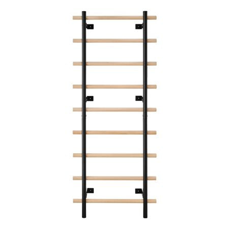 Swedish Ladder Wall Gym, 9-Level Swedish Ladder Suspension Trainer, 330LBS Loading Solid Wood + Carbon Steel Gymnastics Stall Bars for Adult, Compatible with 3.15" x 3.15" Power Rack Accessories
