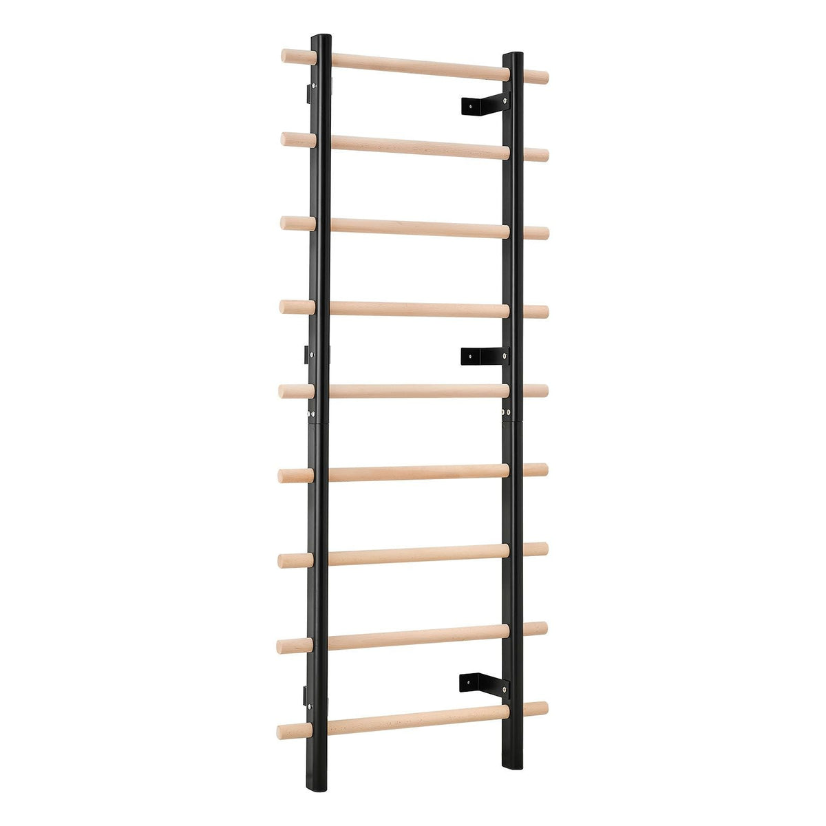 Swedish Ladder Wall Gym, 9-Level Swedish Ladder Suspension Trainer, 330LBS Loading Solid Wood + Carbon Steel Gymnastics Stall Bars for Adult, Compatible with 3.15" x 3.15" Power Rack Accessories