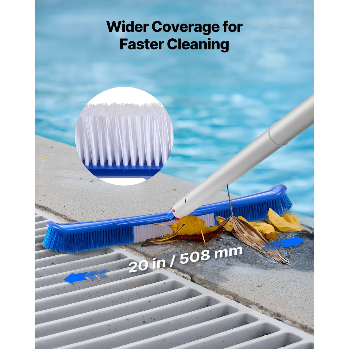 Swimming Pool Cleaning Kit, Includes 2 Detachable Brush Heads (20 Inch / 5.5 Inch) and 2 Pool Skimmer Nets, 4-in-1 Inground/Above Ground Pools Cleaning Tools Set for Leaf, Fine Mesh, No Poles