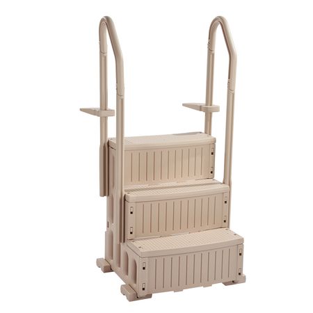 Swimming Pool Ladder, 3-Step Double Handrails Stairs with Non-slip Heavy Duty Steps, Max Load Capacity 400 lbs, for 36-48 Inch Inground & Above-ground Pools of Any Decking Surface, Taupe