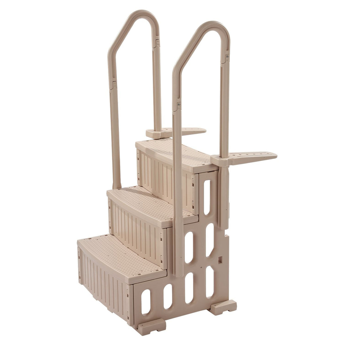 Swimming Pool Ladder, 3-Step Double Handrails Stairs with Non-slip Heavy Duty Steps, Max Load Capacity 400 lbs, for 36-48 Inch Inground & Above-ground Pools of Any Decking Surface, Taupe