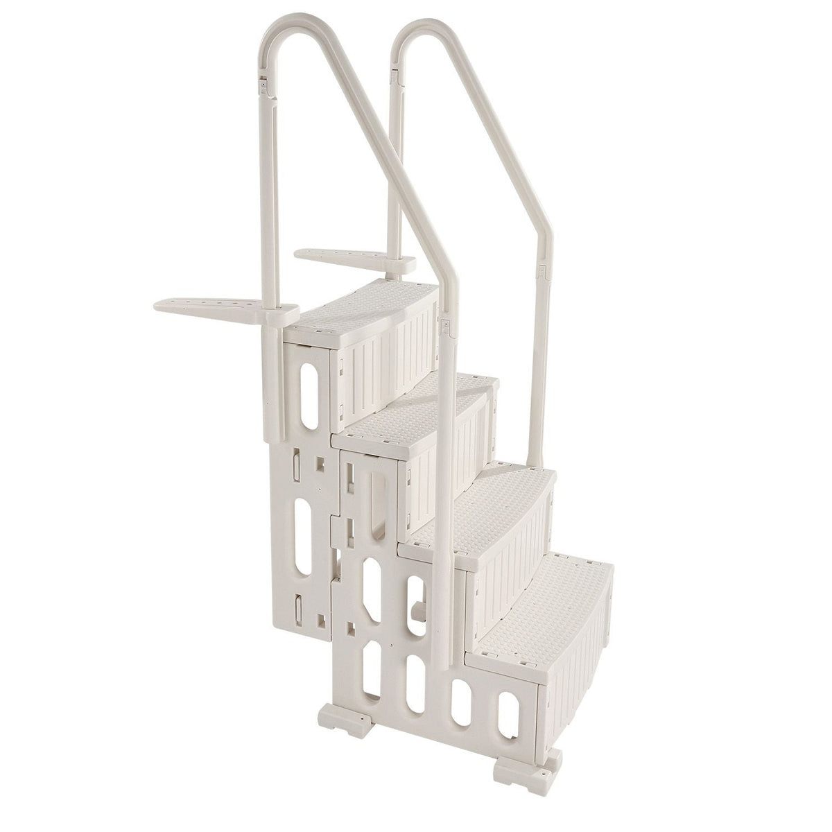 Swimming Pool Ladder, 4-Step Double Handrails Stairs with Non-slip Heavy Duty Steps, Max Load Capacity 400 lbs, for 48-54 In Inground & Above-ground Pools of Any Decking Surface, Milk White