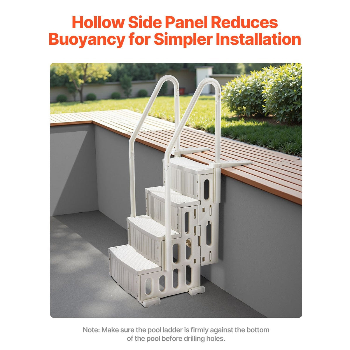 Swimming Pool Ladder, 4-Step Double Handrails Stairs with Non-slip Heavy Duty Steps, Max Load Capacity 400 lbs, for 48-54 In Inground & Above-ground Pools of Any Decking Surface, Milk White