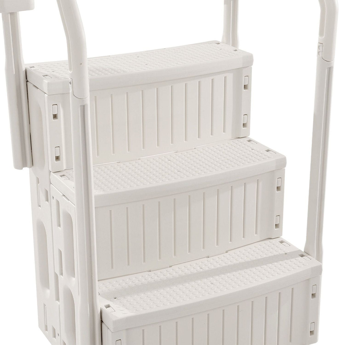 Swimming Pool Ladder, 4-Step Double Handrails Stairs with Non-slip Heavy Duty Steps, Max Load Capacity 400 lbs, for 48-54 In Inground & Above-ground Pools of Any Decking Surface, Milk White