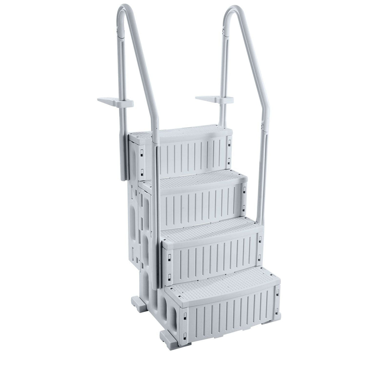 Swimming Pool Ladder, 4-Step Double Handrails Stairs with Non-slip Heavy Duty Steps, Reliable 400 lbs Max Load Capacity, for 48-54 In Inground & Above-ground Pools of Any Decking Surface, Grey