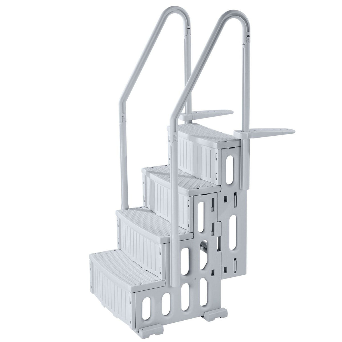Swimming Pool Ladder, 4-Step Double Handrails Stairs with Non-slip Heavy Duty Steps, Reliable 400 lbs Max Load Capacity, for 48-54 In Inground & Above-ground Pools of Any Decking Surface, Grey