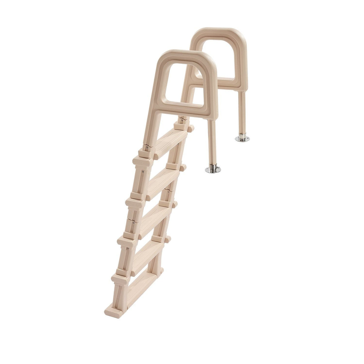 Swimming Pool Ladder, Inclined 5-Step Double Handrails Stair, Non-slip Heavy Duty Step, Load Capacity 300 lb, for 48-54" Inground & Above-ground Pools of Any Deck Surface Indoor & Outdoor, Taupe