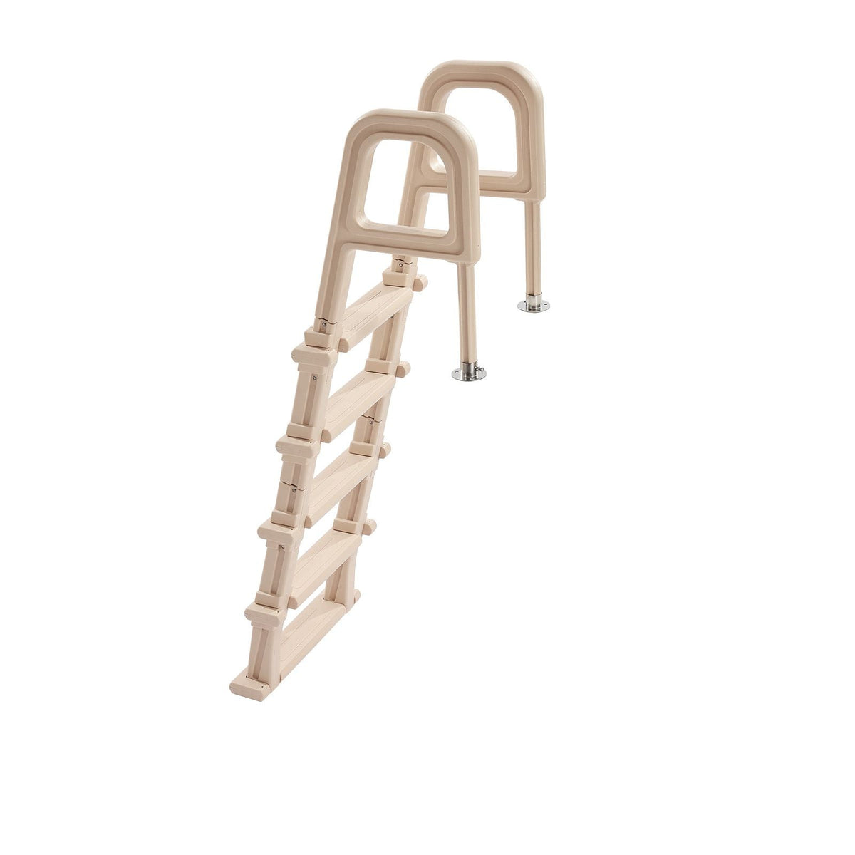 Swimming Pool Ladder, Inclined 5-Step Double Handrails Stair, Non-slip Wide Step, 300 lbs Load Capacity, for 48-54 in Inground & Above-ground Pools, Any Deck Surface, Indoor & Outdoor, Taupe