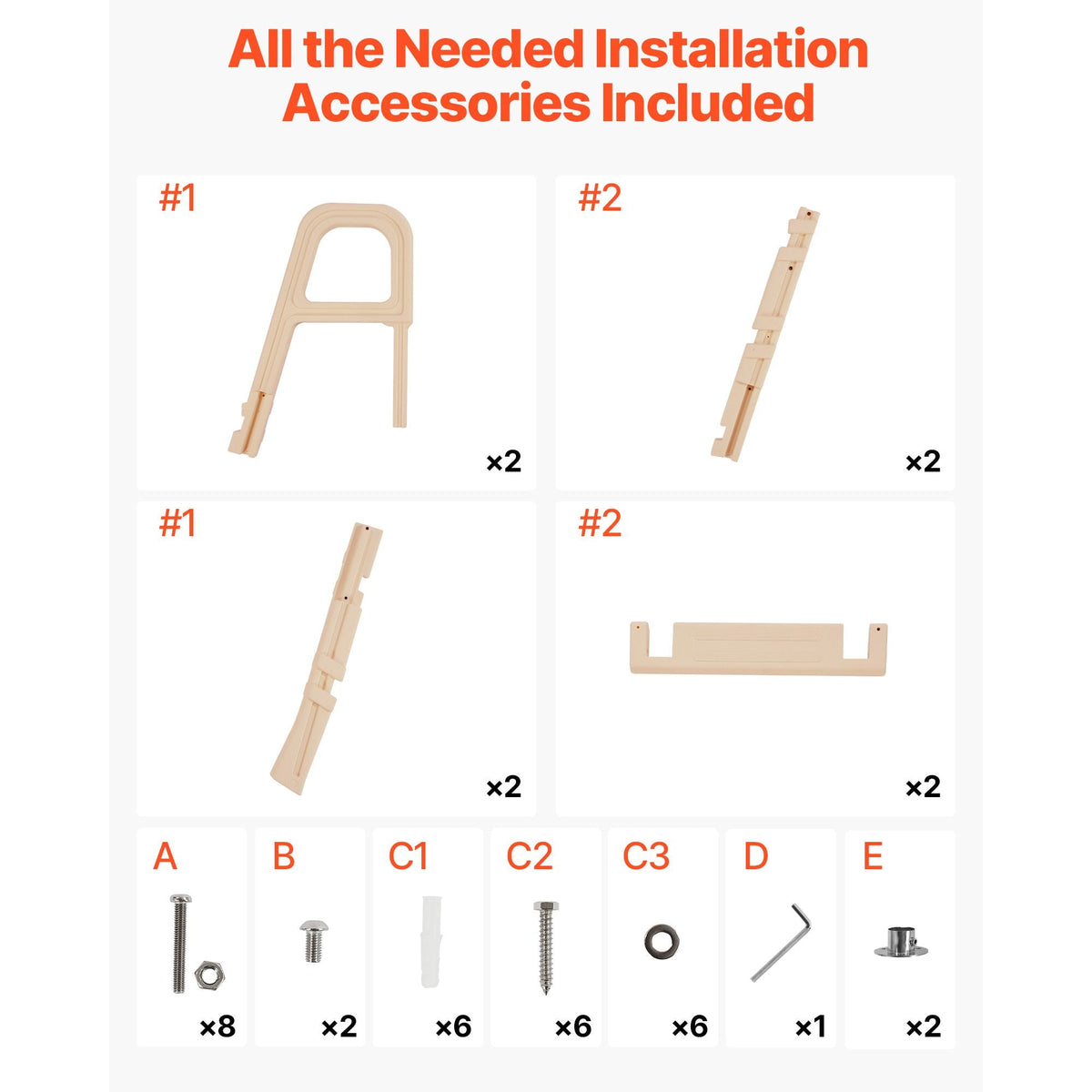Swimming Pool Ladder, Inclined 5-Step Double Handrails Stair, Non-slip Wide Step, 300 lbs Load Capacity, for 48-54 in Inground & Above-ground Pools, Any Deck Surface, Indoor & Outdoor, Taupe