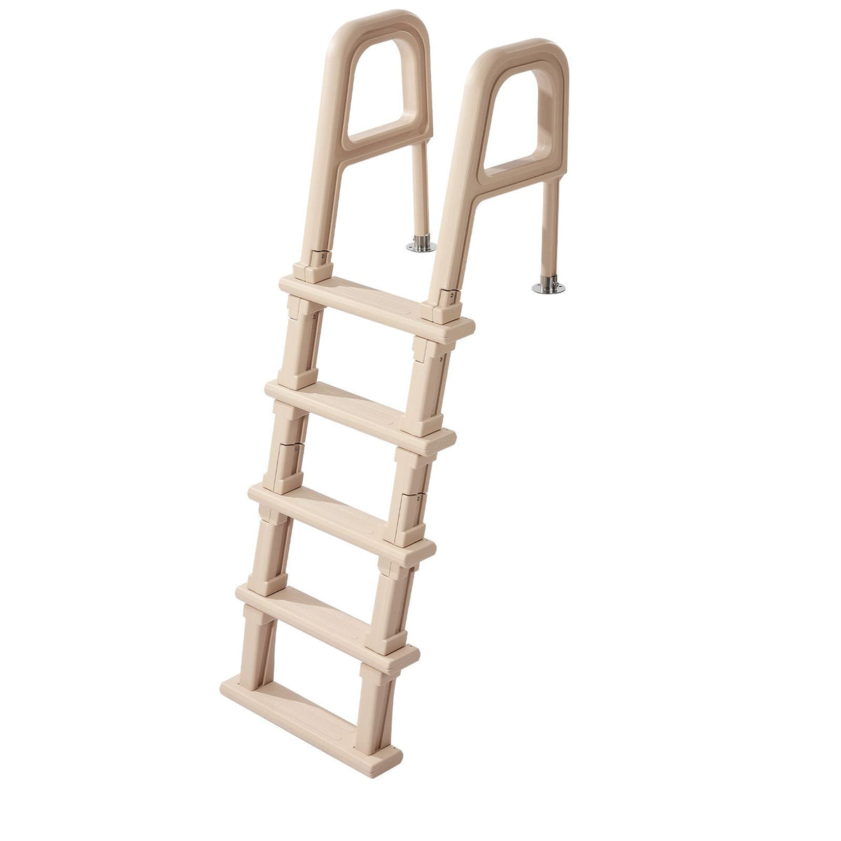Swimming Pool Ladder, Inclined 5-Step Double Handrails Stair, Non-slip Wide Step, 300 lbs Load Capacity, for 48-54 in Inground & Above-ground Pools, Any Deck Surface, Indoor & Outdoor, Taupe