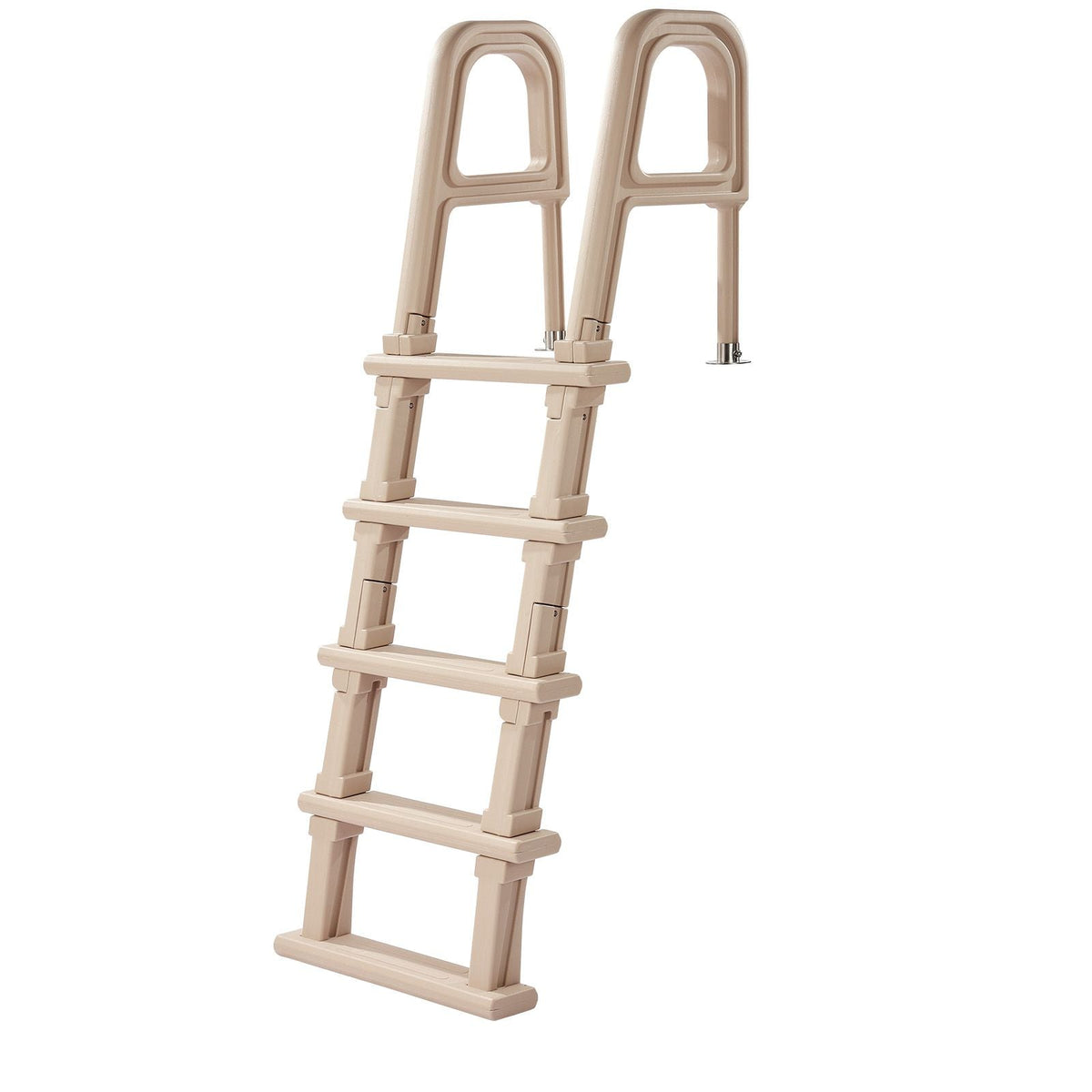 Swimming Pool Ladder, Inclined 5-Step Double Handrails Stair, Non-slip Wide Step, 300 lbs Load Capacity, for 48-54 in Inground & Above-ground Pools, Any Deck Surface, Indoor & Outdoor, Taupe