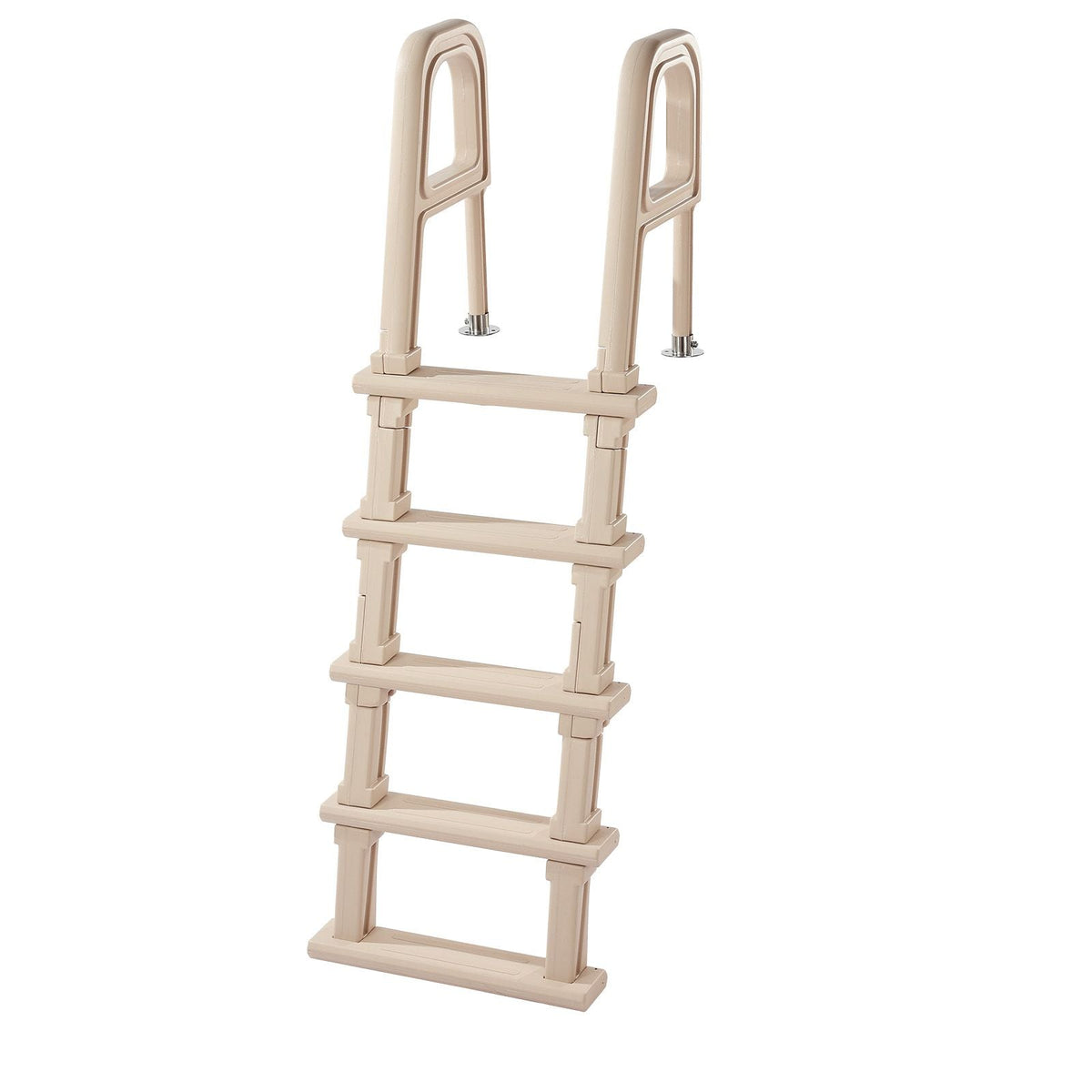 Swimming Pool Ladder, Inclined 5-Step Double Handrails Stair, Non-slip Wide Step, 300 lbs Load Capacity, for 48-54 in Inground & Above-ground Pools, Any Deck Surface, Indoor & Outdoor, Taupe