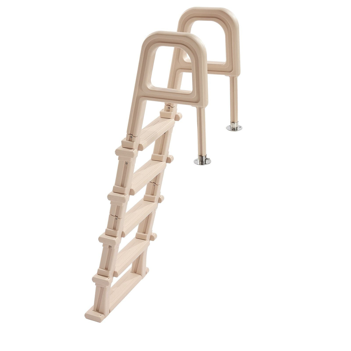 Swimming Pool Ladder, Inclined 5-Step Double Handrails Stair, Non-slip Wide Step, 300 lbs Load Capacity, for 48-54 in Inground & Above-ground Pools, Any Deck Surface, Indoor & Outdoor, Taupe