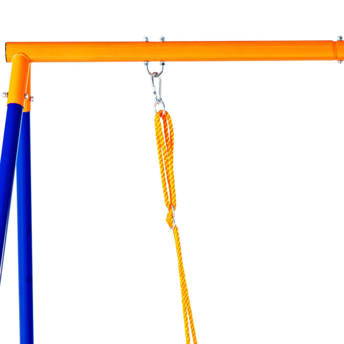 Swing Sets for Backyard, 440lbs Load Capacity Swing Set, with 1 Saucer Swing Seat, 1 Belt Swing Seat, Heavy Duty A-Frame Metal Swing Stand and Adjustable Rope, Swingset Outdoor for Kids
