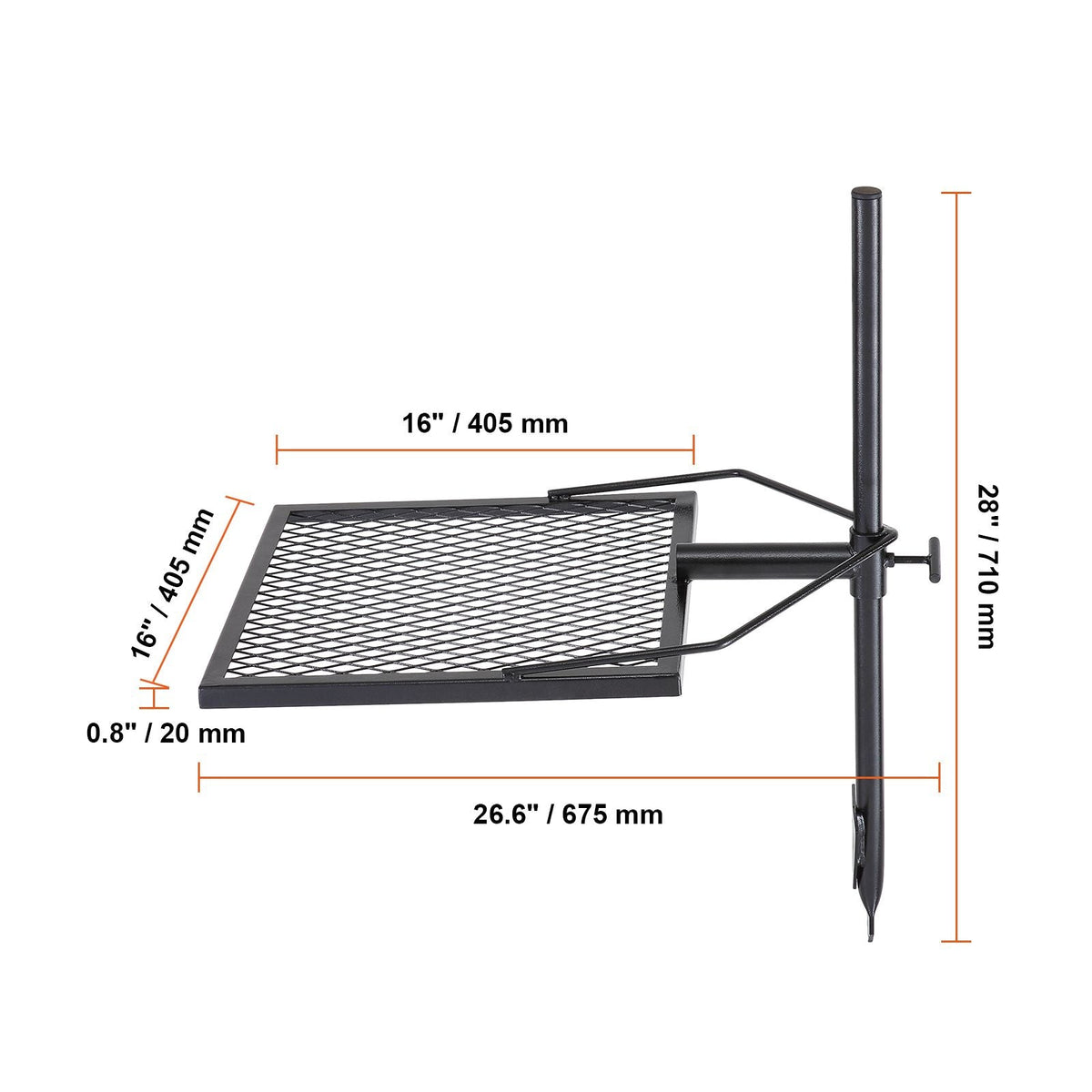 Swivel Campfire Grill, Fire Pit Grill Grate over Fire Pits, Heavy Duty Steel Grill Grates, 360° Adjustable Open Fire Outdoor Cooking Equipment, Portable Camp Fire Racks for Camping Outdoor BBQ