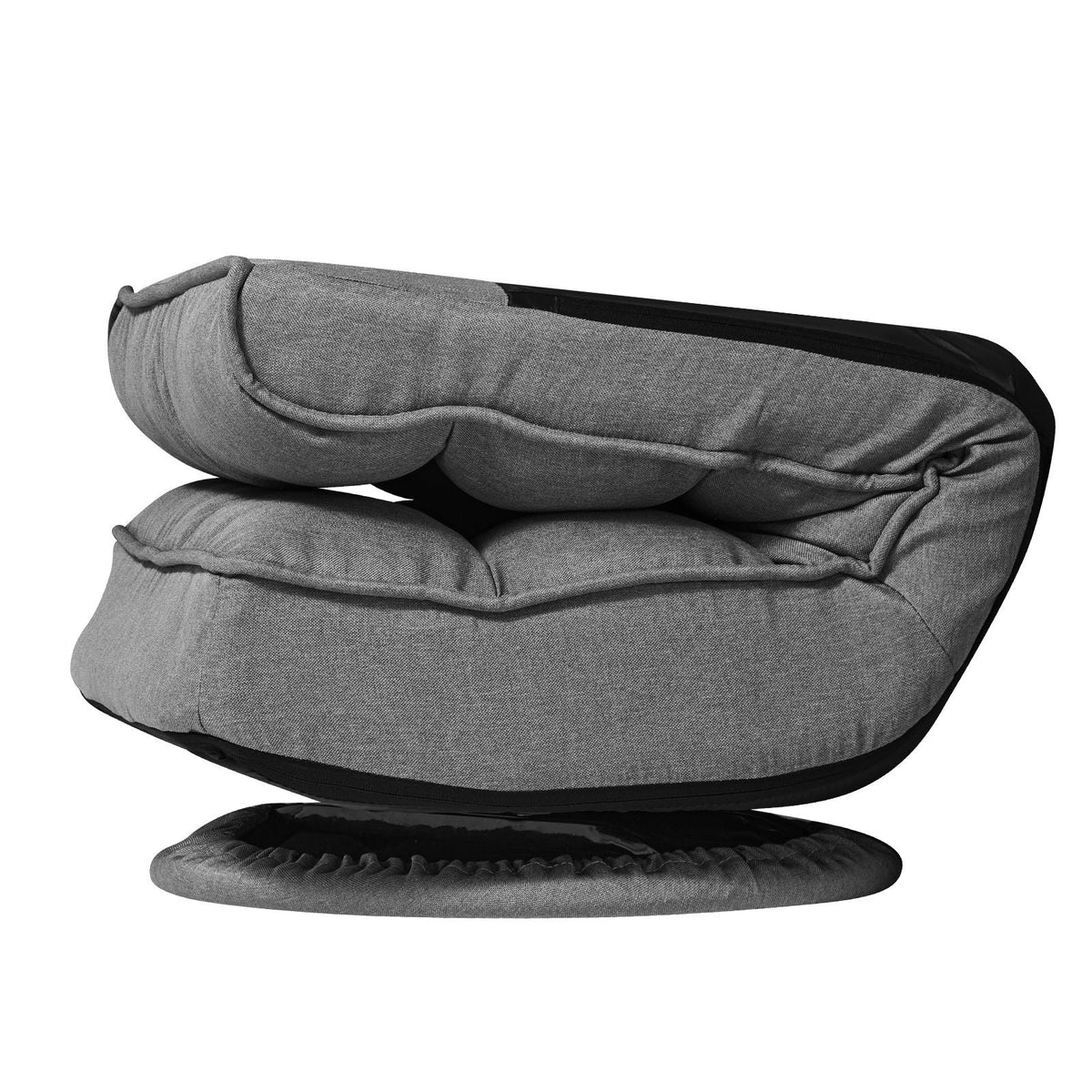 Swivel Floor Gaming Chair, 360-Degree Rotating Floor Chair with 4 Adjustable Position Folding Backrest, Metal Frame with Recycled Foam and Linen Fabric, for Watching TV, Reading, Relaxing, Gray