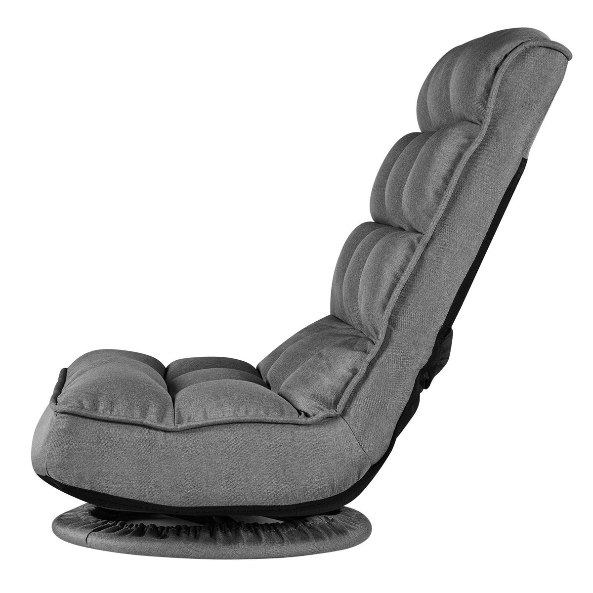 Swivel Floor Gaming Chair, 360-Degree Rotating Floor Chair with 4 Adjustable Position Folding Backrest, Metal Frame with Recycled Foam and Linen Fabric, for Watching TV, Reading, Relaxing, Gray