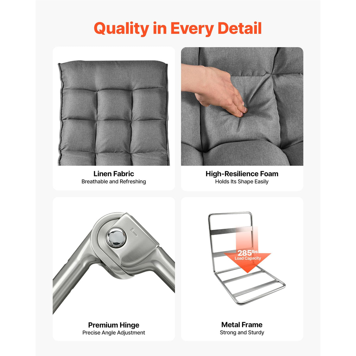 Swivel Floor Gaming Chair, 360-Degree Rotating Floor Chair with 4 Adjustable Position Folding Backrest, Metal Frame with Recycled Foam and Linen Fabric, for Watching TV, Reading, Relaxing, Gray