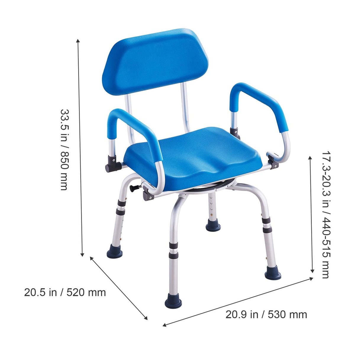 Swivel Shower Chair 360 Degree, Adjustable Shower Seat with Pivoting Arms & Padded Bath Seat for Inside Shower or Tub, Non-Slip Rotating Bathtub Chair for Elderly Disabled, 300LBS Capacity