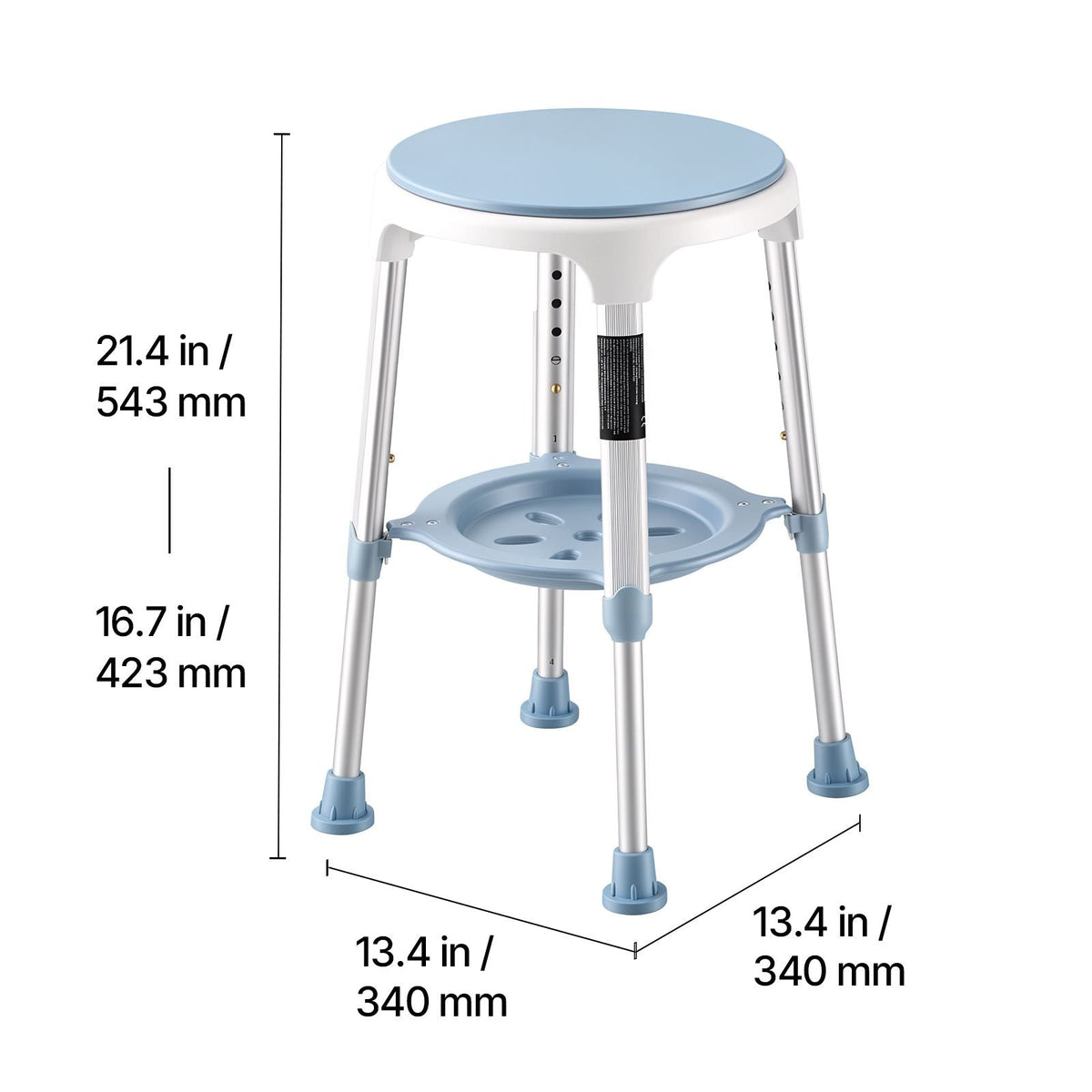 Swivel Shower Chair 360 Degree, Height Adjustable Bath Seat for Inside Showers or Tubs, Non-Slip Rotating Bathtub Stool with Storage Tray for Elderly Disabled Injured, 350LBS Capacity