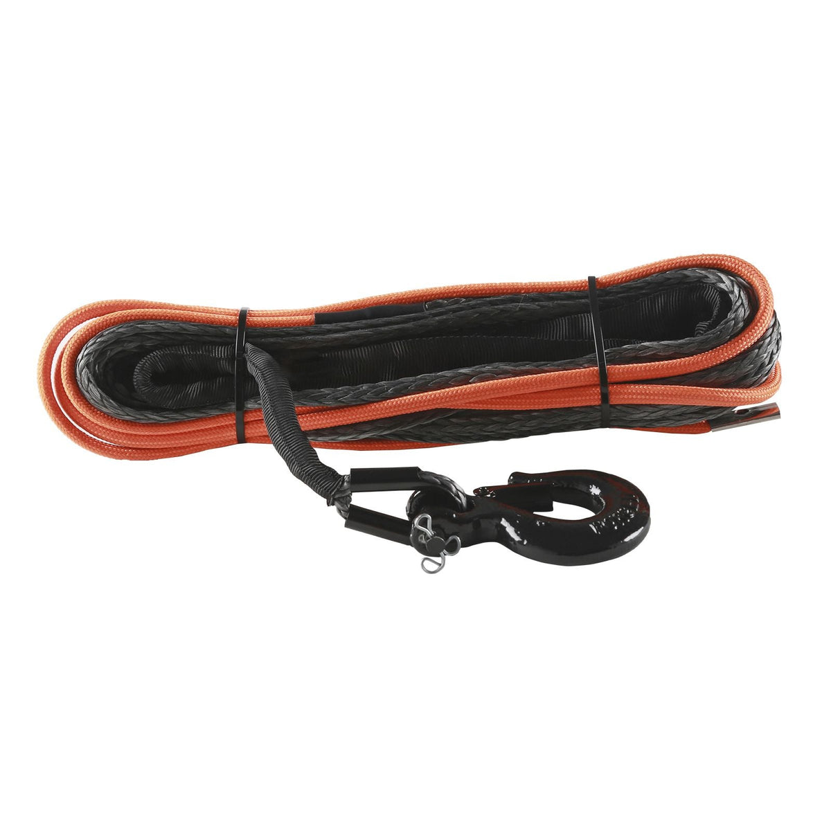 Synthetic Winch Rope, 3/16 Inch x 50 Feet 8,350 lbs Synthetic Winch Line Cable Rope with Protective Sleeve + Stopper + Forged Winch Hook + Pull Strap, Universal Fit for ATV, UTV, Vehicle Towing